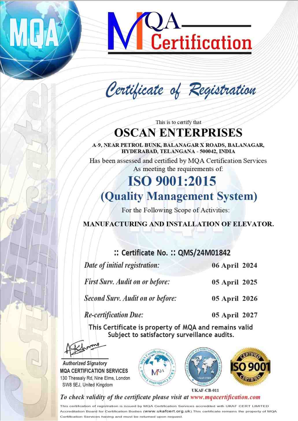 Oscan Enterprises ISO